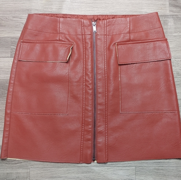 Shinestar Pleather Mini Skirt with front Zipper and Pockets High waisted mini - Picture 1 of 6
